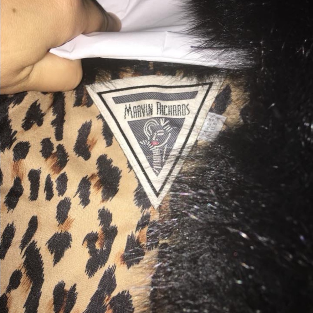 Marvin Richards Black Lambs Wool Fox Fur Collar